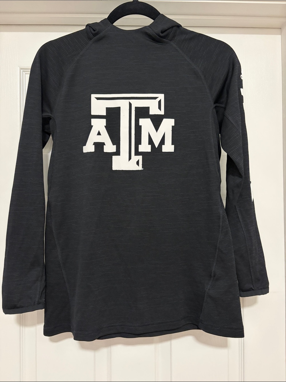 adidas Men’s Black Texas A&M Hoodie with White A&M Logo and Aggies on Sleeve